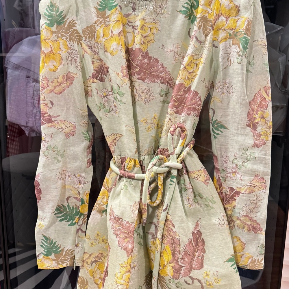 Matchmaker Crystal-Embellished Floral-Print Linen And Silk-Blend Mini Dress